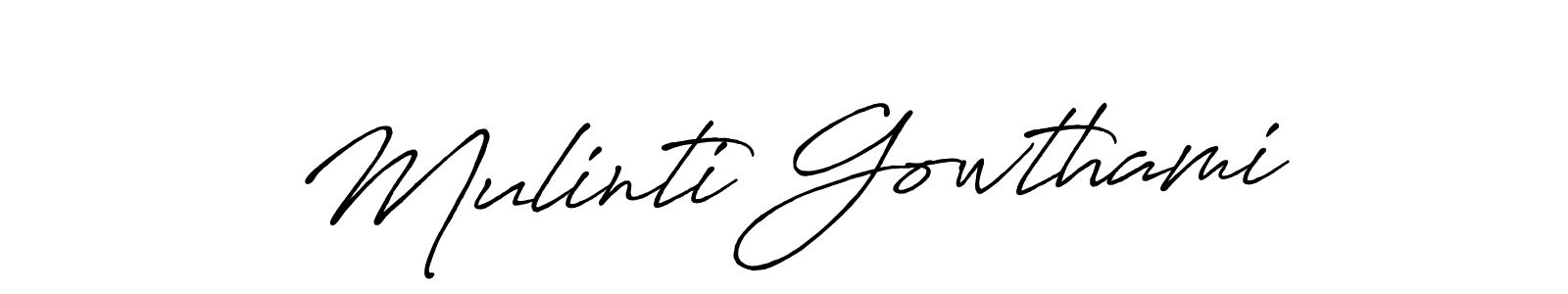How to make Mulinti Gowthami name signature. Use Antro_Vectra_Bolder style for creating short signs online. This is the latest handwritten sign. Mulinti Gowthami signature style 7 images and pictures png