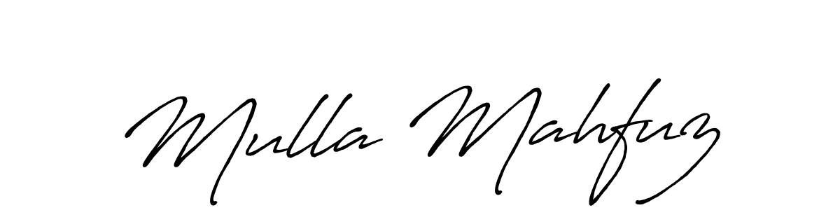 The best way (Antro_Vectra_Bolder) to make a short signature is to pick only two or three words in your name. The name Mulla Mahfuz include a total of six letters. For converting this name. Mulla Mahfuz signature style 7 images and pictures png