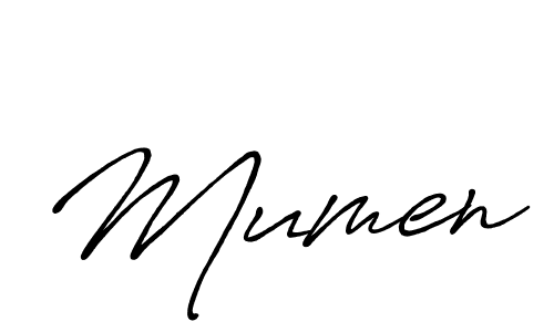 How to make Mumen signature? Antro_Vectra_Bolder is a professional autograph style. Create handwritten signature for Mumen name. Mumen signature style 7 images and pictures png