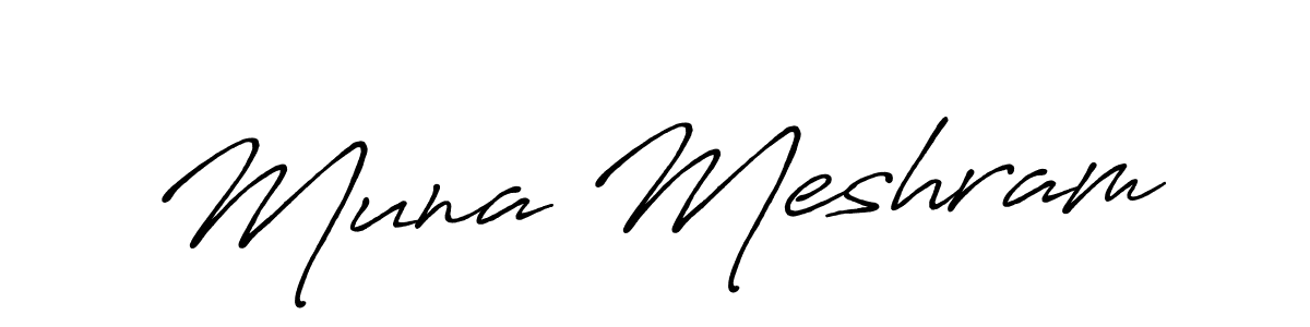 Create a beautiful signature design for name Muna Meshram. With this signature (Antro_Vectra_Bolder) fonts, you can make a handwritten signature for free. Muna Meshram signature style 7 images and pictures png