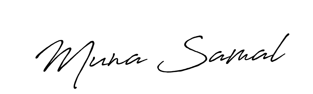 The best way (Antro_Vectra_Bolder) to make a short signature is to pick only two or three words in your name. The name Muna Samal include a total of six letters. For converting this name. Muna Samal signature style 7 images and pictures png