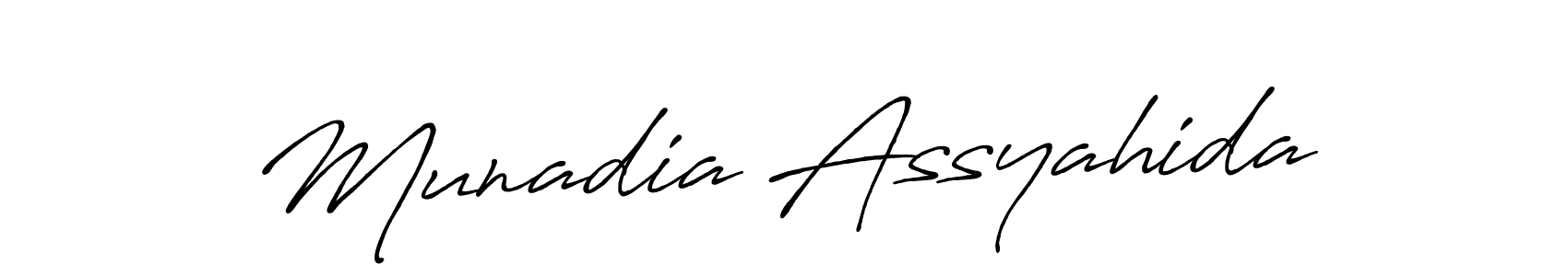 Also we have Munadia Assyahida name is the best signature style. Create professional handwritten signature collection using Antro_Vectra_Bolder autograph style. Munadia Assyahida signature style 7 images and pictures png