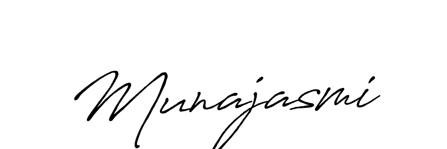 How to make Munajasmi name signature. Use Antro_Vectra_Bolder style for creating short signs online. This is the latest handwritten sign. Munajasmi signature style 7 images and pictures png