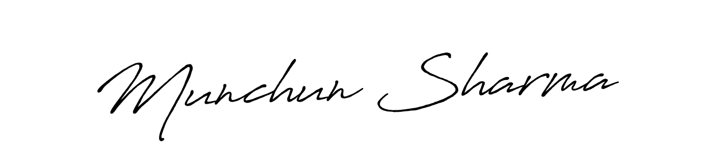 if you are searching for the best signature style for your name Munchun Sharma. so please give up your signature search. here we have designed multiple signature styles  using Antro_Vectra_Bolder. Munchun Sharma signature style 7 images and pictures png
