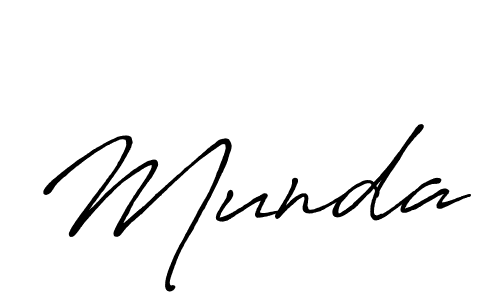 Use a signature maker to create a handwritten signature online. With this signature software, you can design (Antro_Vectra_Bolder) your own signature for name Munda. Munda signature style 7 images and pictures png