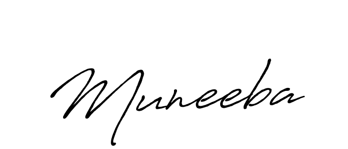 Use a signature maker to create a handwritten signature online. With this signature software, you can design (Antro_Vectra_Bolder) your own signature for name Muneeba. Muneeba signature style 7 images and pictures png