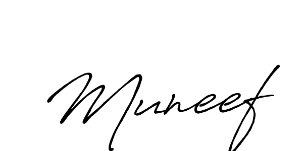 Design your own signature with our free online signature maker. With this signature software, you can create a handwritten (Antro_Vectra_Bolder) signature for name Muneef. Muneef signature style 7 images and pictures png