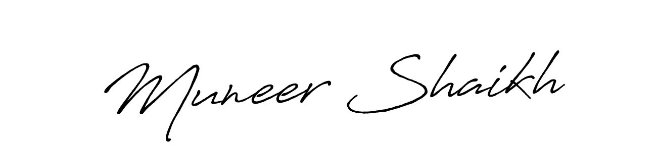 Also we have Muneer Shaikh name is the best signature style. Create professional handwritten signature collection using Antro_Vectra_Bolder autograph style. Muneer Shaikh signature style 7 images and pictures png
