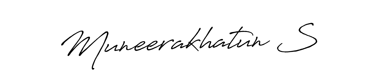 It looks lik you need a new signature style for name Muneerakhatun S. Design unique handwritten (Antro_Vectra_Bolder) signature with our free signature maker in just a few clicks. Muneerakhatun S signature style 7 images and pictures png