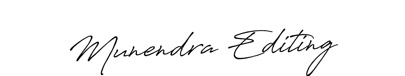 Similarly Antro_Vectra_Bolder is the best handwritten signature design. Signature creator online .You can use it as an online autograph creator for name Munendra Editing. Munendra Editing signature style 7 images and pictures png