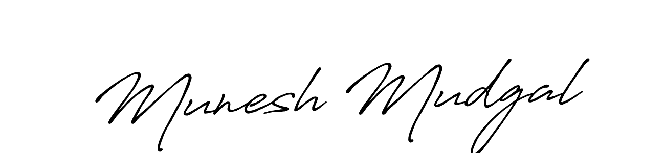 Create a beautiful signature design for name Munesh Mudgal. With this signature (Antro_Vectra_Bolder) fonts, you can make a handwritten signature for free. Munesh Mudgal signature style 7 images and pictures png