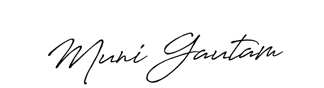 Make a beautiful signature design for name Muni Gautam. With this signature (Antro_Vectra_Bolder) style, you can create a handwritten signature for free. Muni Gautam signature style 7 images and pictures png