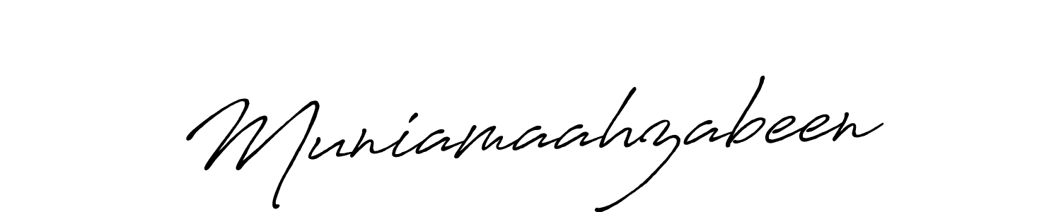 Make a beautiful signature design for name Muniamaahzabeen. With this signature (Antro_Vectra_Bolder) style, you can create a handwritten signature for free. Muniamaahzabeen signature style 7 images and pictures png