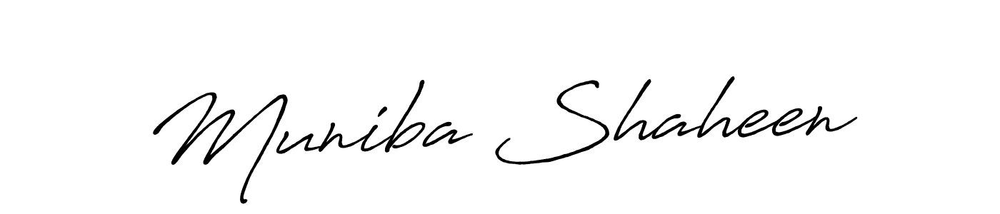 Make a beautiful signature design for name Muniba Shaheen. With this signature (Antro_Vectra_Bolder) style, you can create a handwritten signature for free. Muniba Shaheen signature style 7 images and pictures png