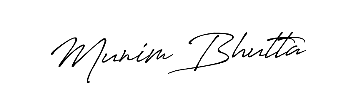 How to make Munim Bhutta name signature. Use Antro_Vectra_Bolder style for creating short signs online. This is the latest handwritten sign. Munim Bhutta signature style 7 images and pictures png