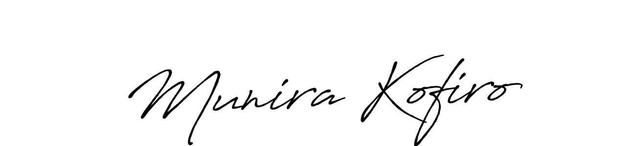The best way (Antro_Vectra_Bolder) to make a short signature is to pick only two or three words in your name. The name Munira Kofiro include a total of six letters. For converting this name. Munira Kofiro signature style 7 images and pictures png