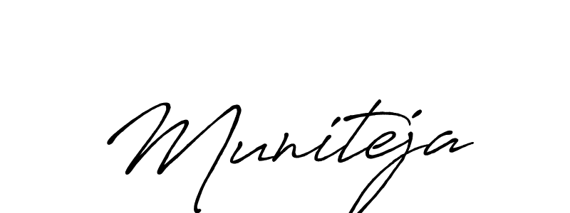 Antro_Vectra_Bolder is a professional signature style that is perfect for those who want to add a touch of class to their signature. It is also a great choice for those who want to make their signature more unique. Get Muniteja name to fancy signature for free. Muniteja signature style 7 images and pictures png