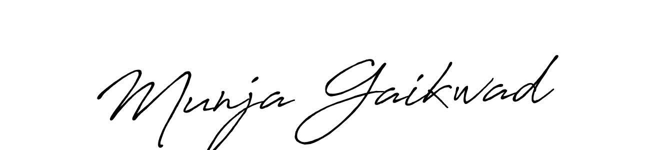 Use a signature maker to create a handwritten signature online. With this signature software, you can design (Antro_Vectra_Bolder) your own signature for name Munja Gaikwad. Munja Gaikwad signature style 7 images and pictures png