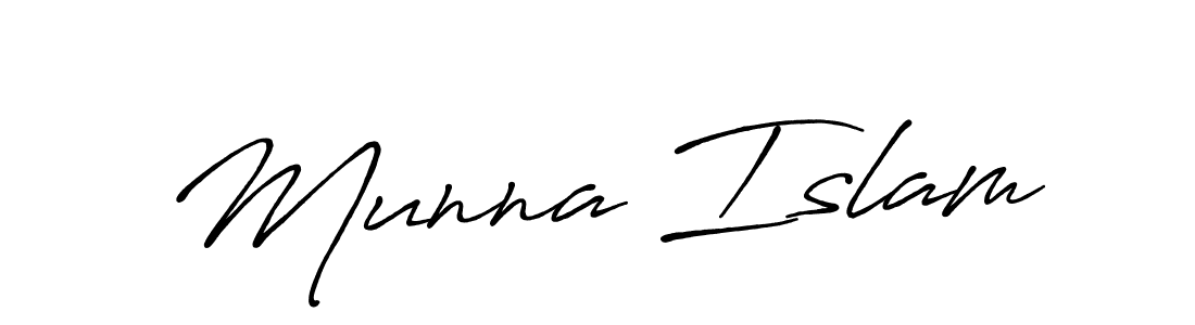 Design your own signature with our free online signature maker. With this signature software, you can create a handwritten (Antro_Vectra_Bolder) signature for name Munna Islam. Munna Islam signature style 7 images and pictures png
