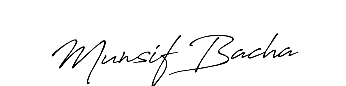 Use a signature maker to create a handwritten signature online. With this signature software, you can design (Antro_Vectra_Bolder) your own signature for name Munsif Bacha. Munsif Bacha signature style 7 images and pictures png