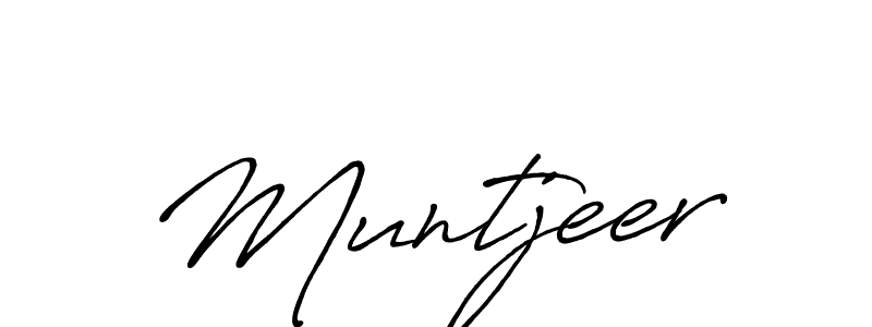 Make a beautiful signature design for name Muntjeer. With this signature (Antro_Vectra_Bolder) style, you can create a handwritten signature for free. Muntjeer signature style 7 images and pictures png