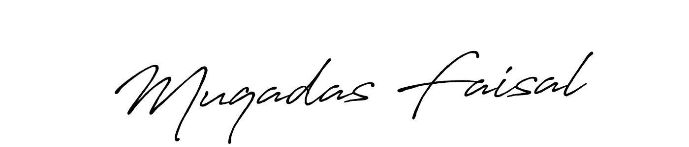 How to make Muqadas Faisal name signature. Use Antro_Vectra_Bolder style for creating short signs online. This is the latest handwritten sign. Muqadas Faisal signature style 7 images and pictures png