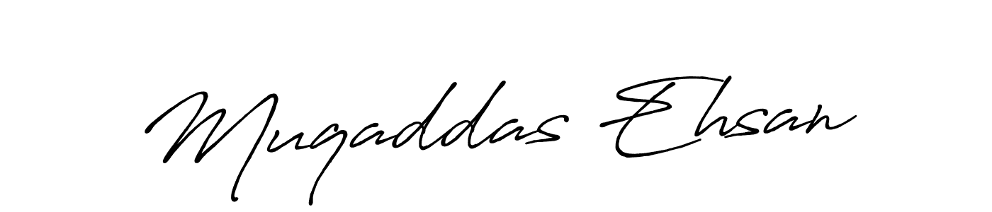 Muqaddas Ehsan stylish signature style. Best Handwritten Sign (Antro_Vectra_Bolder) for my name. Handwritten Signature Collection Ideas for my name Muqaddas Ehsan. Muqaddas Ehsan signature style 7 images and pictures png