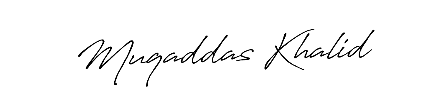 How to make Muqaddas Khalid name signature. Use Antro_Vectra_Bolder style for creating short signs online. This is the latest handwritten sign. Muqaddas Khalid signature style 7 images and pictures png
