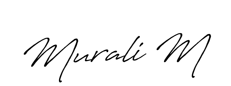 Also You can easily find your signature by using the search form. We will create Murali M name handwritten signature images for you free of cost using Antro_Vectra_Bolder sign style. Murali M signature style 7 images and pictures png