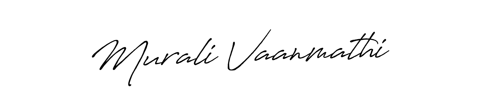 Create a beautiful signature design for name Murali Vaanmathi. With this signature (Antro_Vectra_Bolder) fonts, you can make a handwritten signature for free. Murali Vaanmathi signature style 7 images and pictures png
