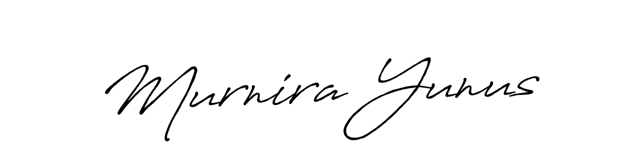 How to make Murnira Yunus name signature. Use Antro_Vectra_Bolder style for creating short signs online. This is the latest handwritten sign. Murnira Yunus signature style 7 images and pictures png