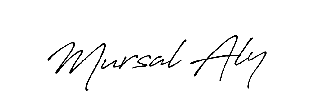 Make a beautiful signature design for name Mursal Aly. With this signature (Antro_Vectra_Bolder) style, you can create a handwritten signature for free. Mursal Aly signature style 7 images and pictures png