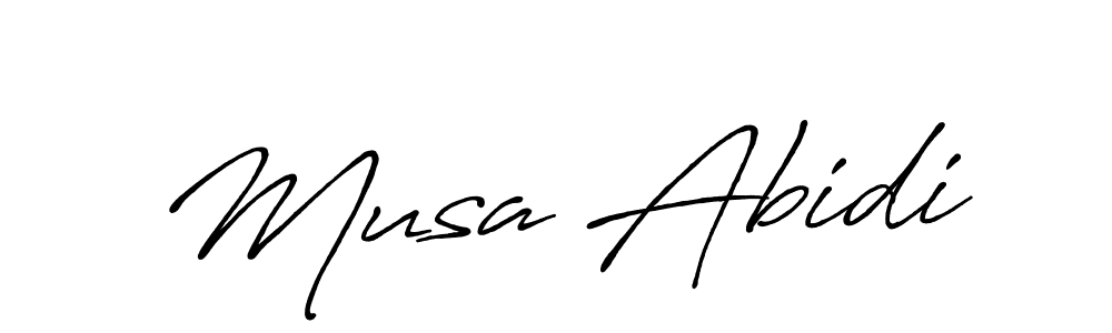 Create a beautiful signature design for name Musa Abidi. With this signature (Antro_Vectra_Bolder) fonts, you can make a handwritten signature for free. Musa Abidi signature style 7 images and pictures png