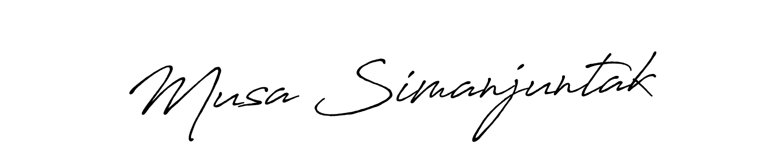Make a beautiful signature design for name Musa Simanjuntak. With this signature (Antro_Vectra_Bolder) style, you can create a handwritten signature for free. Musa Simanjuntak signature style 7 images and pictures png