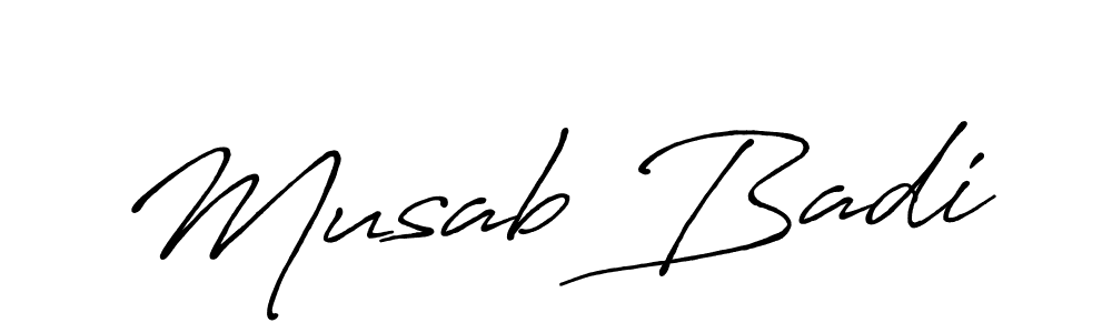 Design your own signature with our free online signature maker. With this signature software, you can create a handwritten (Antro_Vectra_Bolder) signature for name Musab Badi. Musab Badi signature style 7 images and pictures png