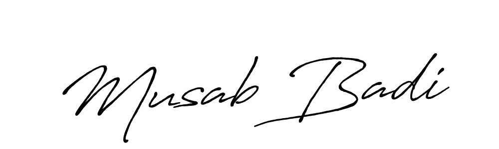 Design your own signature with our free online signature maker. With this signature software, you can create a handwritten (Antro_Vectra_Bolder) signature for name Musab Badi. Musab Badi signature style 7 images and pictures png