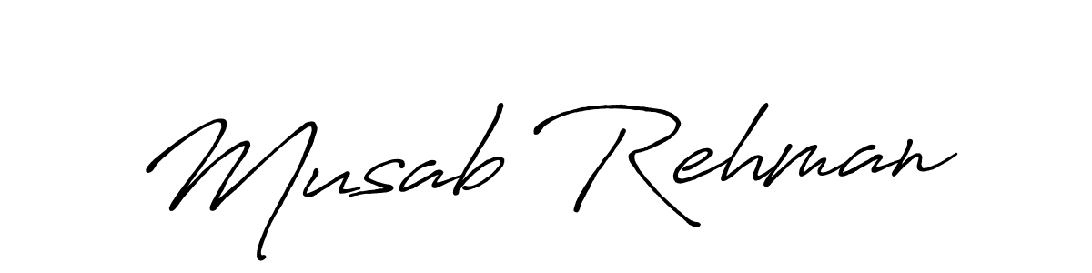 Make a beautiful signature design for name Musab Rehman. With this signature (Antro_Vectra_Bolder) style, you can create a handwritten signature for free. Musab Rehman signature style 7 images and pictures png