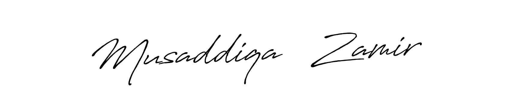 The best way (Antro_Vectra_Bolder) to make a short signature is to pick only two or three words in your name. The name Musaddiqa   Zamir include a total of six letters. For converting this name. Musaddiqa   Zamir signature style 7 images and pictures png