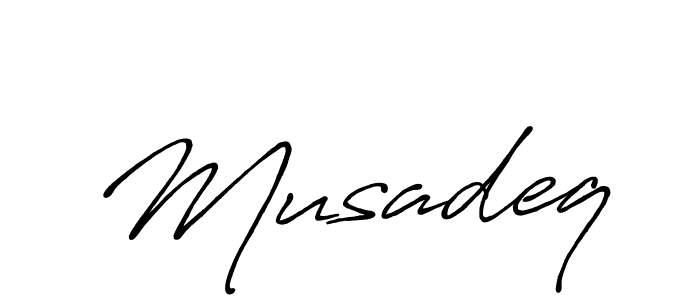 Make a beautiful signature design for name Musadeq. With this signature (Antro_Vectra_Bolder) style, you can create a handwritten signature for free. Musadeq signature style 7 images and pictures png