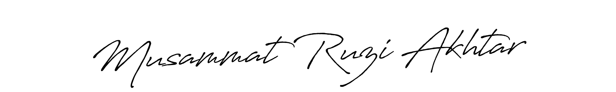 How to make Musammat Ruzi Akhtar name signature. Use Antro_Vectra_Bolder style for creating short signs online. This is the latest handwritten sign. Musammat Ruzi Akhtar signature style 7 images and pictures png