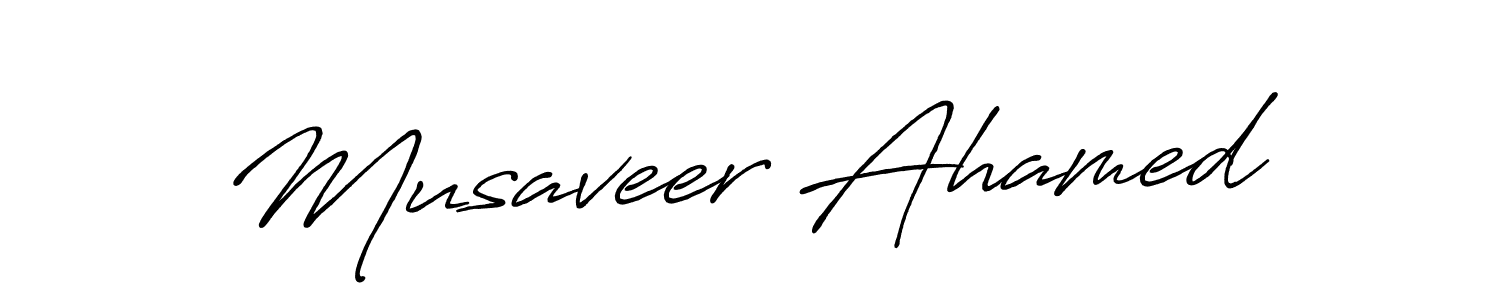 Make a beautiful signature design for name Musaveer Ahamed. With this signature (Antro_Vectra_Bolder) style, you can create a handwritten signature for free. Musaveer Ahamed signature style 7 images and pictures png