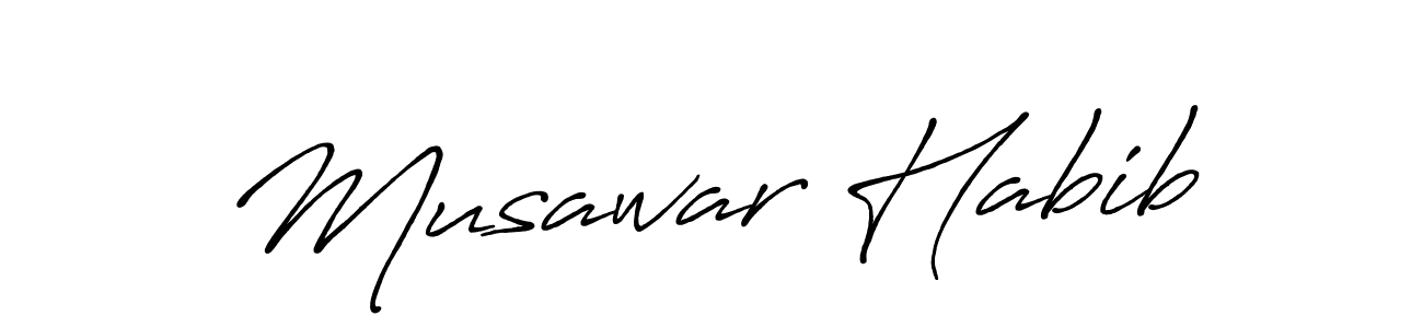 Make a beautiful signature design for name Musawar Habib. With this signature (Antro_Vectra_Bolder) style, you can create a handwritten signature for free. Musawar Habib signature style 7 images and pictures png