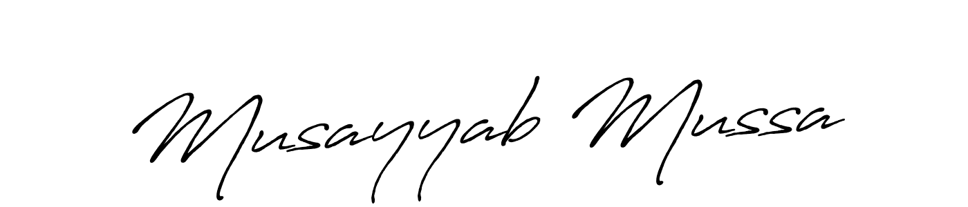 Design your own signature with our free online signature maker. With this signature software, you can create a handwritten (Antro_Vectra_Bolder) signature for name Musayyab Mussa. Musayyab Mussa signature style 7 images and pictures png