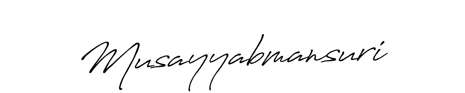 Make a beautiful signature design for name Musayyabmansuri. With this signature (Antro_Vectra_Bolder) style, you can create a handwritten signature for free. Musayyabmansuri signature style 7 images and pictures png