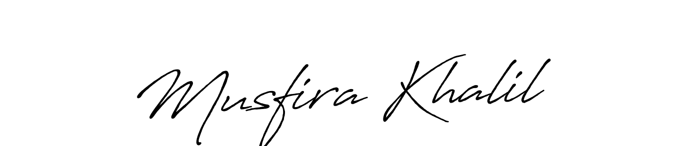 Design your own signature with our free online signature maker. With this signature software, you can create a handwritten (Antro_Vectra_Bolder) signature for name Musfira Khalil. Musfira Khalil signature style 7 images and pictures png