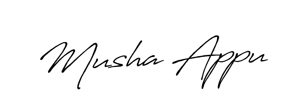 Design your own signature with our free online signature maker. With this signature software, you can create a handwritten (Antro_Vectra_Bolder) signature for name Musha Appu. Musha Appu signature style 7 images and pictures png