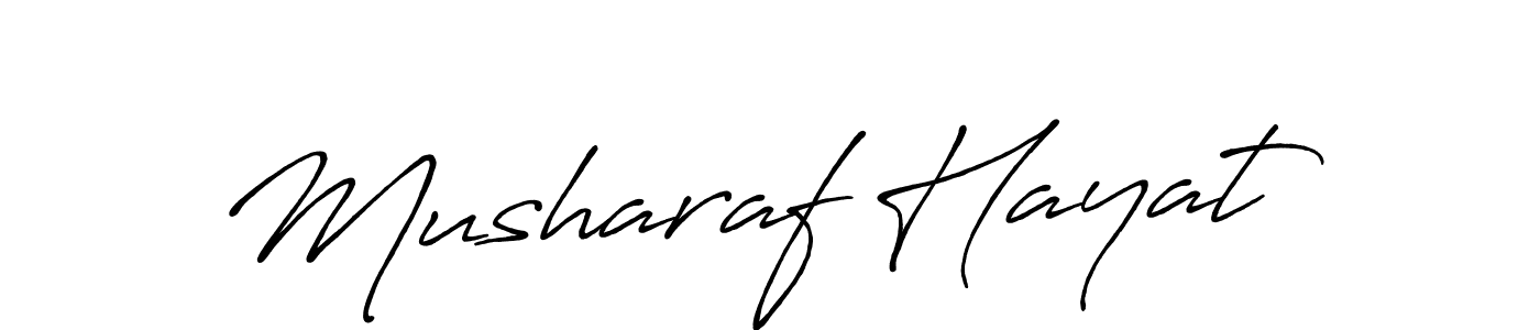 Make a beautiful signature design for name Musharaf Hayat. With this signature (Antro_Vectra_Bolder) style, you can create a handwritten signature for free. Musharaf Hayat signature style 7 images and pictures png