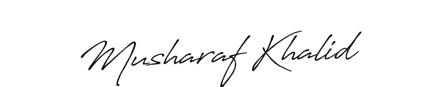 Similarly Antro_Vectra_Bolder is the best handwritten signature design. Signature creator online .You can use it as an online autograph creator for name Musharaf Khalid. Musharaf Khalid signature style 7 images and pictures png