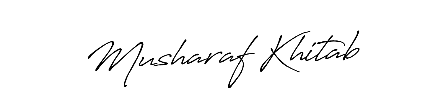 Also You can easily find your signature by using the search form. We will create Musharaf Khitab name handwritten signature images for you free of cost using Antro_Vectra_Bolder sign style. Musharaf Khitab signature style 7 images and pictures png