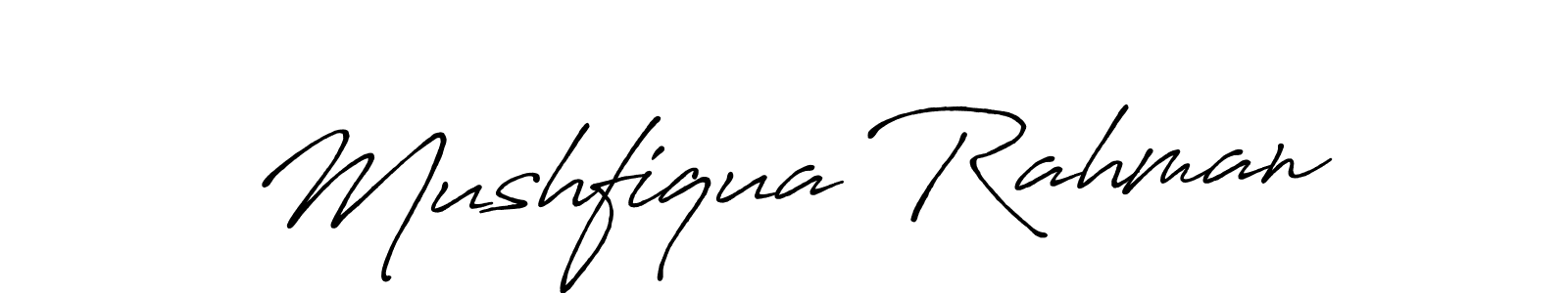 The best way (Antro_Vectra_Bolder) to make a short signature is to pick only two or three words in your name. The name Mushfiqua Rahman include a total of six letters. For converting this name. Mushfiqua Rahman signature style 7 images and pictures png